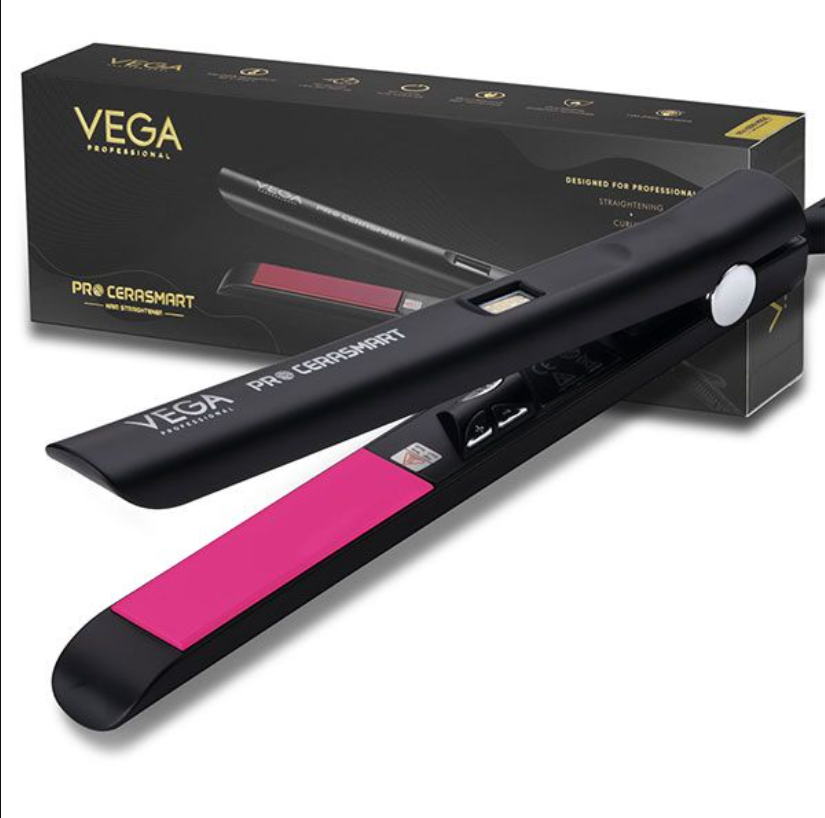 Vega Pro Cera Smart Hair Straightener - VPMHS-06The VEGA Professional Pro CeraSmart is the straightener for those eager to break the mould. Multi-directional floating ceramic plates with nano-shine technology giveSondaryam Vega Pro Cera Smart Hair Straightener - VPMHS-06