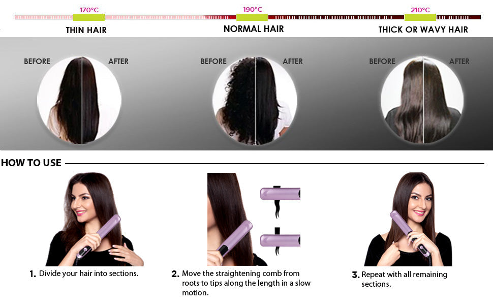 Vega VHSC-03 X-Sleek Straightening CombGet silky, smooth and sleek hair with the innovative X-Sleek Straightening Comb from Vega. An adventurous combination of hair straightener and hair comb, this new geSondaryam AppliancesVega VHSC-03